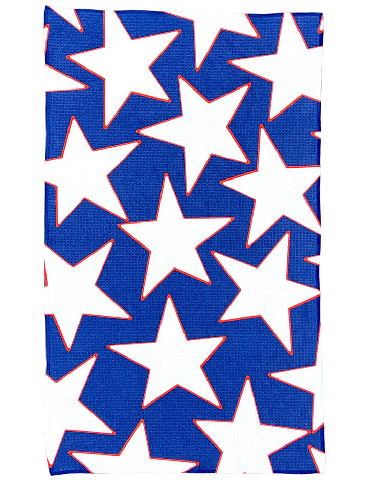 crae freedom stars microfiber hand towel in blue and white by mac + mitchell