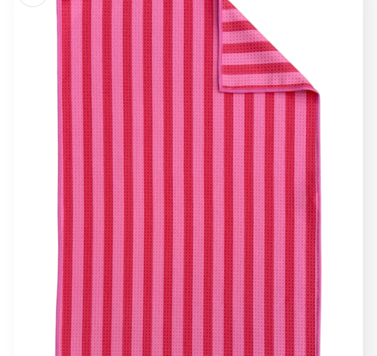 crae pink licorice striped microfiber hand towel by mac + mitchell