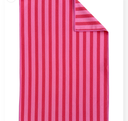 crae pink licorice striped microfiber hand towel by mac + mitchell