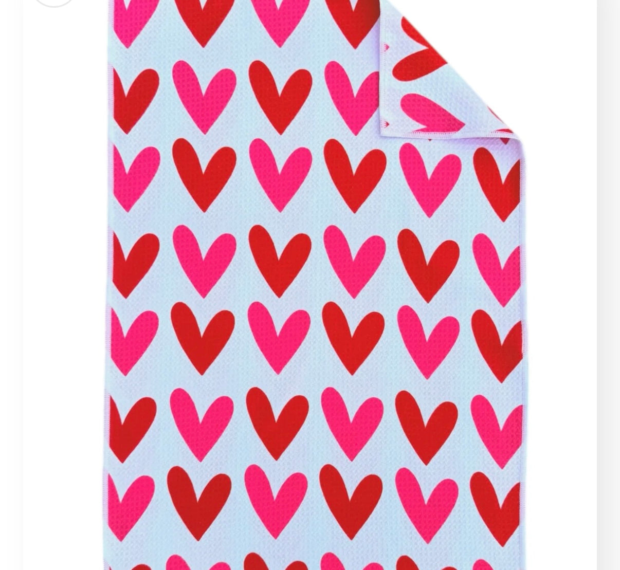 crae white heart pattern microfiber hand towel by mac + mitchell