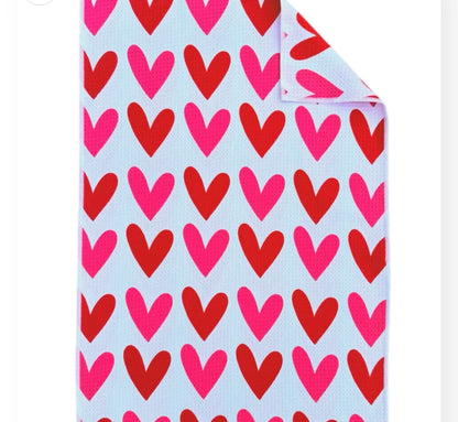 crae white heart pattern microfiber hand towel by mac + mitchell
