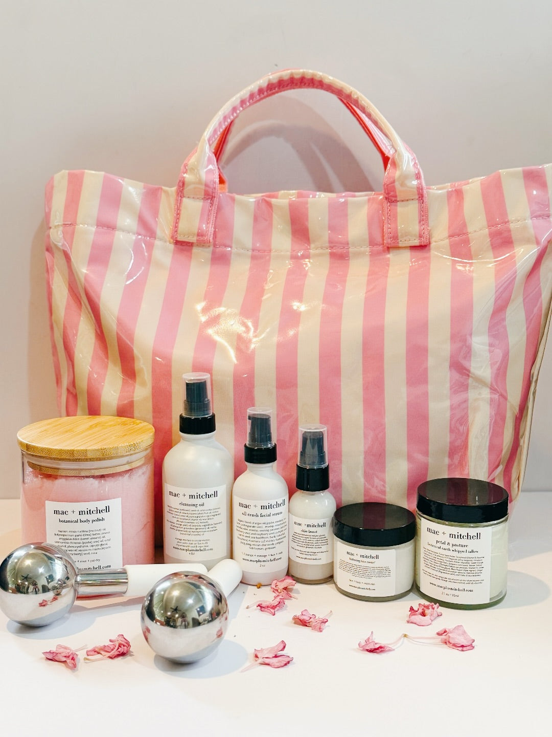 mac + mitchell for the love of stripes water resistant cosmetic bag