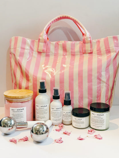 mac + mitchell for the love of stripes water resistant cosmetic bag